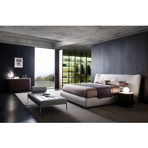 bed with big headboard