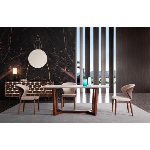 stone dining table wth wood base